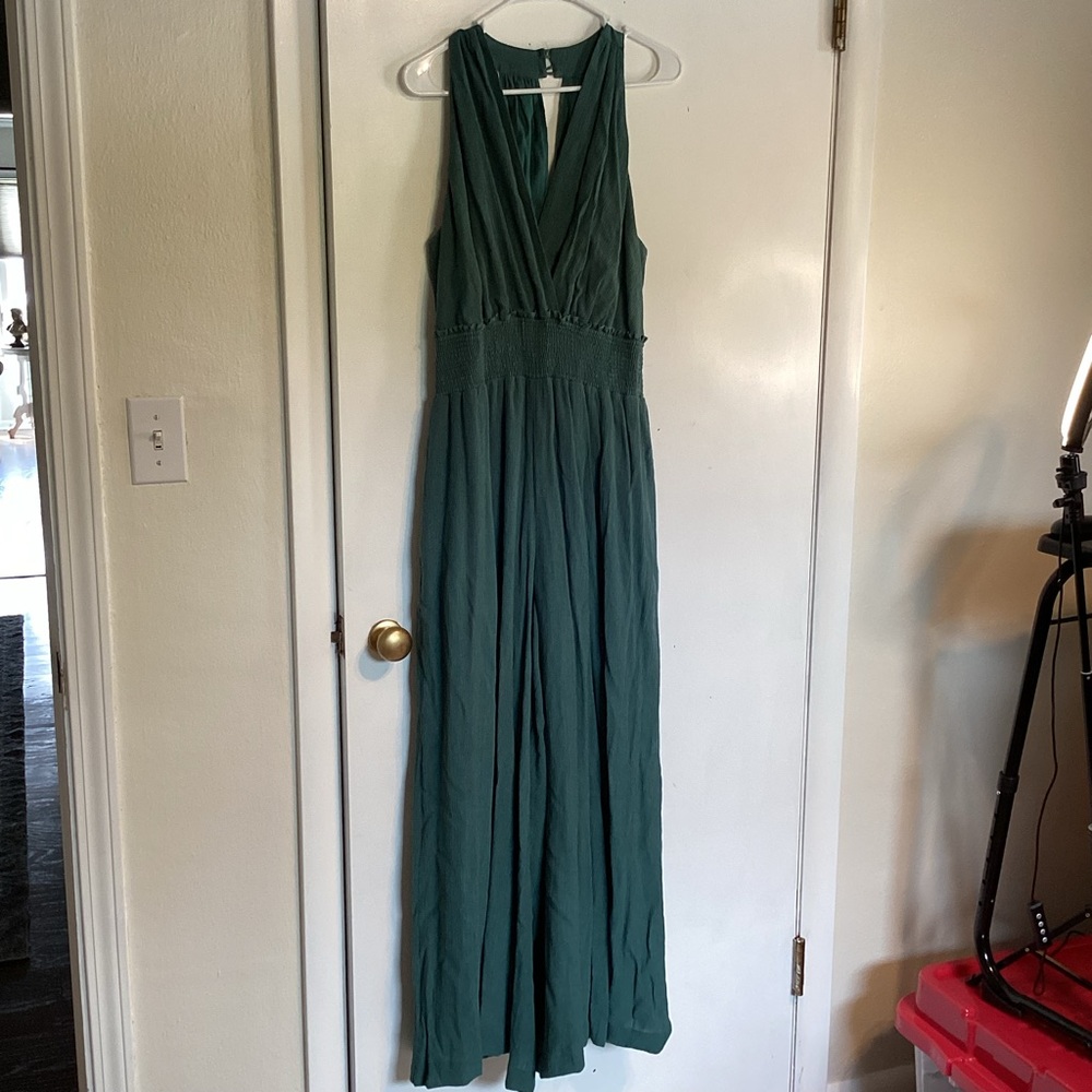 Anthropologie Teal Sleeveless Jumpsuit